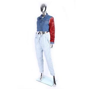<span class=keywords><strong>Giacca</strong></span> di Jeans Crop blu a manica <span class=keywords><strong>lunga</strong></span> con <span class=keywords><strong>paillettes</strong></span> con colore a contrasto personalizzato con Design DENIM per donna - Product Image 3