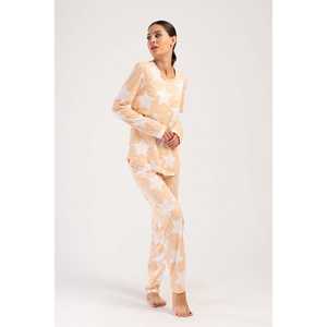 Conjunto de Pijama de Manga Larga con Cuello Redondo para Mujer, Transpirable y Cómodo, de Modal y Spandex, con Cintura Elástica y Logotipo Personalizado para Ropa de Casa - Product Image 4