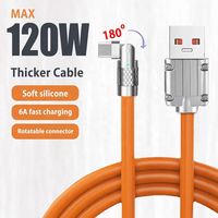 Haute qualité Max 120W 6A charge de données 180 coude rotatif câble de Charge Super rapide Gel de silice métal câble Micro Usb charge rapide