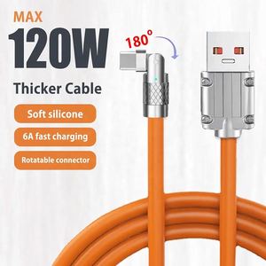 Yüksek kalite Max 120W 6A veri şarj 180 dönen dirsek süper hızlı şarj kablosu silika jel Metal mikro <span class=keywords><strong>Usb</strong></span> kablo hızlı şarj - Product Image 2