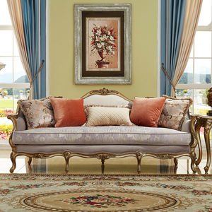 Desain Barok Furnitur Ruang Tamu <span class=keywords><strong>Sofa</strong></span> Gaya Prancis Set <span class=keywords><strong>Sofa</strong></span> Kayu - Product Image 3