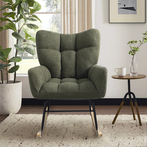Eddy Fabric Mecedora moderna con acento para guardería Sillón basculante tapizado con respaldo alto Nuevo diseño - Product Image 4