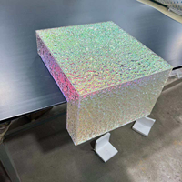 Support d'affichage en acrylique transparent à effet d'ondulation d'eau multicolore, base décorative à grain de pierre pour la décoration de la maison et des objets de collection