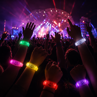 Bracelet LED en silicone activé par le son, logo personnalisé, lumineux, pour fêtes, concerts, cheerleading, vente en gros