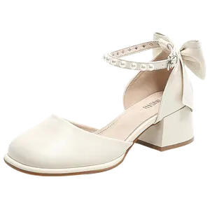 DUSTO Retro Elegant Square Toe Pearl Mary Jane Chaussures Bowknot Baotou Sweet Sandals Femmes