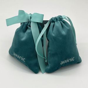 Custom Logo Hot Stamping Recyclable Silk Velvet Jewelry Gift Bag for Watch and Necklaces with <b>Drawstring</b> Dust Bag - Product Image 4