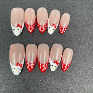 <span class=keywords><strong>Uñas</strong></span> Artificiales Pintadas a Mano con un Lindo Diseño de Gatito, Reutilizables de Alta Calidad, <span class=keywords><strong>Uñas</strong></span> Postizas al por Mayor - Product Image 3