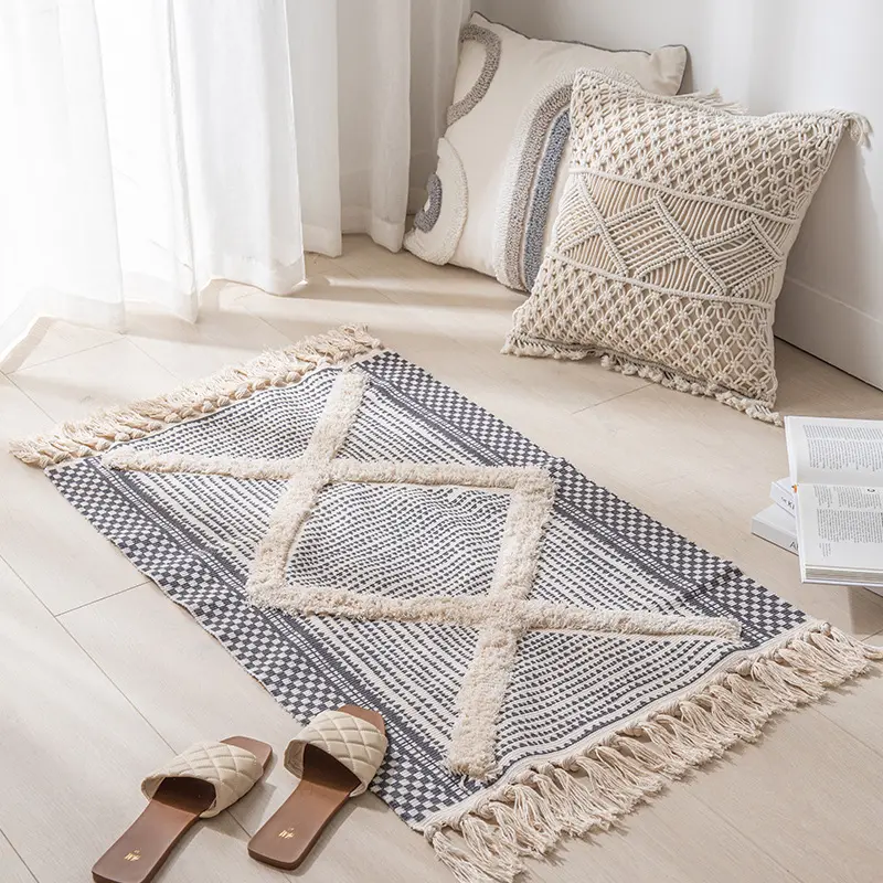 İskandinav kilim yatak odası zemin Mat Ins geometrik peluş oturma odası battaniye fas halı