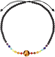 Zooying – collier ras du cou 7 Chakra en cristal, pierre de guérison, pendentif œil de tigre avec pierre de lave, huile essentielle