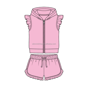 Ensemble de survêtement pour filles : Gilet à capuche et short – Tenue de sport décontractée pour enfants et tout-petits – Couleurs et tailles personnalisables 2026 - Product Image 2