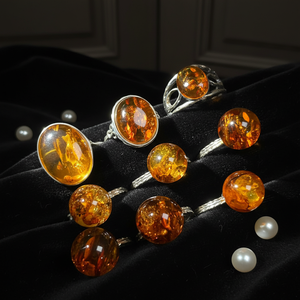 Vente flash - Bague <span class=keywords><strong>en</strong></span> <span class=keywords><strong>ambre</strong></span>, pierre précieuse naturelle, cristal de guérison, artisanat poli, bague de luxe unisexe pour cadeau de <span class=keywords><strong>bijoux</strong></span> - Product Image 1