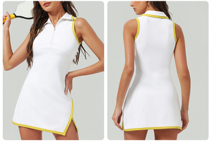 Polo de golf respirant à fermeture éclair sur le devant, de haute qualité, sans manches, avec short intégré, vêtements de sport respirants pour la course à pied - Product Image 3