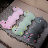 Coussin corporel long et ondulé en peluche animale, mignon, en forme de lapin, dinosaure ou chat, doux et rembourré pour le soutien du sommeil au lit