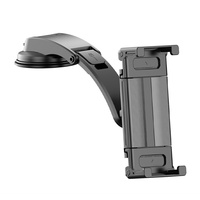 Support de tablette robuste pour voiture, extensible 28 cm, fixation ventouse cascade pour tableau de bord, tête de serrage pliable pour téléphones et tablettes de grande taille
