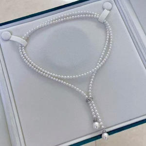 คอลเลคชั่นฤดูใบไม้ร่วง-ฤดูหนาว สร้อยคอมุกน้ำจืดทรงกลม 3.5-4 มม. แทบไร้ตำหนิ ขนาด 8-9 มม. พร้อมตัวล็อคอเนกประสงค์สำหรับใส่กับเสื้อไหมพรม - Product Image 4