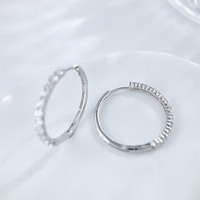 Orecchini Pendenti da Donna in Oro Bianco 18K con Diamanti Coltivati in Laboratorio, Orecchini a Polsino alla Moda, Orecchini Pendenti con Moissanite