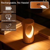 Massive Buchenholz Wiederaufladbare Tischleuchte Kabellose LED-Nachttischlampe Natürliche Dekorative Beleuchtung für Moderne Inneneinrichtung