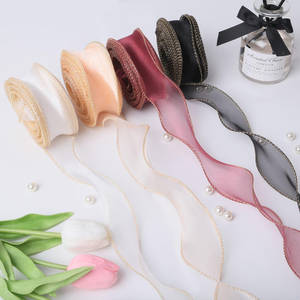Ingrosso fiore regalo di san valentino decorativo 4cm nastro fantasia colore rotolo fluorescente filo coda di pesce papillon - Product Image 2