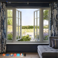 Ventana Abatible de Aluminio Moderna AMJ con Certificación NFRC y CSA, Apertura Exterior, Rotura de Puente Térmico, Doble Acristalamiento, Ventana Francesa