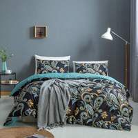 Ensemble de literie en coton King Size, ensemble de housse de couette imprimée géométrique 4 pièces, linge de lit 100% coton pour chambre à coucher