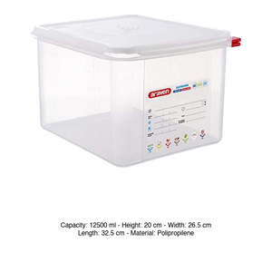 Bac alimentaire en polypropylène GN 1/2 32,5 × 26,5 × 20 h cm, avec couvercle, -40/+95 ° C Araven - Product Image 3