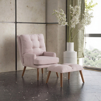 Fauteuil de salon moderne en bois, une place, capitonné, inclinable et extensible, avec dossier réglable en 3 positions, repose-pieds et rangement latéral, idéal pour appartement
