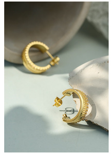 Pendientes de Aro Vintage de Latón Chapado en Oro de 14K, Modernos, Geométricos, con Circonita, Aleación de Cobre, Unisex, Joyería de Moda para Aniversario - Product Image 6