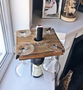 Mayordomo de vino personalizado, regalo de degustación personalizado, bolso de madera para vino, regalo para amantes, soporte de cristal, carro de botella de vino - Product Image 4