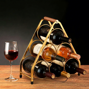 Moderno Portavasos de Vino de Latón con Asa de Madera Maciza, Diseño Minimalista para Muebles del Hogar - Product Image 4