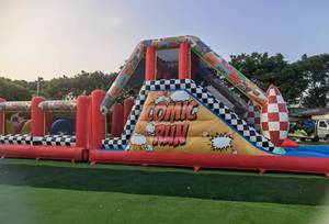 2025 New phổ biến Inflatable ngoài trời các chướng ngại vật Inflatable tên lửa trở ngại với hồ bơi cho doanh số bán hàng - Product Image 4