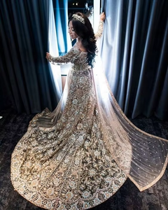 Vestido Lehenga Choli de Acetato Estilo Medio Oriente ATIYA LIBAS, Largo hasta el Suelo, Bordado, Vestido de Novia para Mujer, Ropa Étnica - Product Image 2