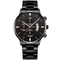 Montre à quartz pour homme à trois aiguilles, bracelet en acier inoxydable, avec calendrier, écologique, style business-casual, anti-contrefaçon transfrontalière, en stock
