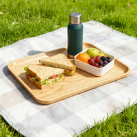Plateau à collation rectangulaire en bois de frêne avec logo personnalisé Natural House, plat à fruits, plat de service pour bar, café, fête