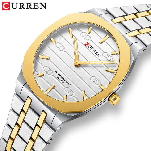 Curren 8444 Top 10 Brands Guangzhou Man Quartz Watch Original Stainless Steel Band Waterproof  Simple Business Wrist Watch