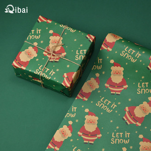 Qibai papier d'emballage cadeau de Noël épaissi papier d'emballage kraft de Noël <span class=keywords><strong>arbre</strong></span> wapiti boîte-cadeau - Product Image 4