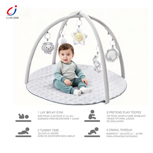 Tapis d'éveil rond en coton doux et apaisant Chengji pour bébé, avec jouets suspendus et hochets pour le temps sur le ventre - Product Image 2