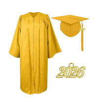 Robe de Cérémonie de Remise des Diplômes Universitaire Unisexe Noir Mat 2026 avec Toque et Robe de Cérémonie pour Usage Scolaire