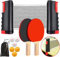 Ensemble de raquettes de tennis de table à prix avantageux avec filet rétractable, raquettes, balles et sac de transport, adapté aux compétitions en intérieur/extérieur