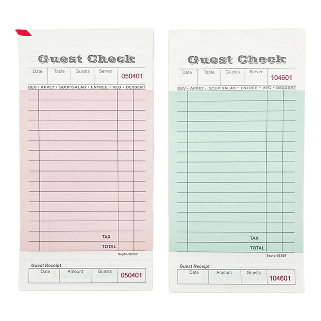 Customized One Ply One Part Guest Check Offset Paper Waiter Order Pad