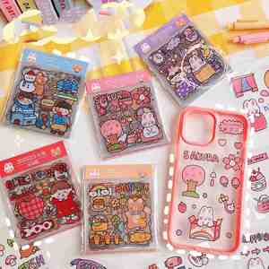 20 <b>Sheets</b> Cute Acrylic Stickers and Washi Tape Adhesive Vinyl <b>Material</b> Removable & <b>Waterproof</b> for Scrapbooking - Product Image 1