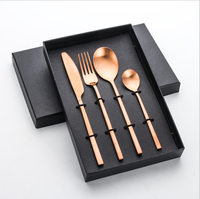 Nieuwe Ontwerp Gold Plating Pvd Coating Roestvrij Staal Bestek Set Mes Lepel Vork Kleurrijke Bestek Met Doos