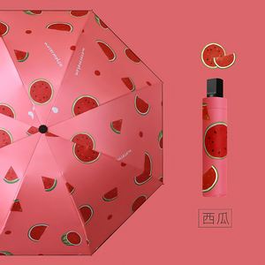 Parapluie pliant automatique 3 sections pour femme, léger, avec logo personnalisé, impression fruitée, revêtement noir, protection solaire et pluie, modèle 8K - Product Image 4
