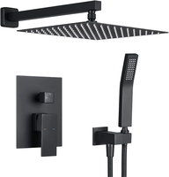 Ensemble de robinetterie de douche murale moderne en laiton noir et céramique, avec douchette à jet doux, pour appartement et hôtel