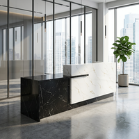 Bureau de réception en marbre épissé icolor de haute qualité, style moderne et minimaliste pour l'identité d'entreprise
