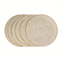 Vente en gros Napperon rond bohème en jute tissé pour la table à manger Set de table en jute bohème résistant à la chaleur Lot de 6