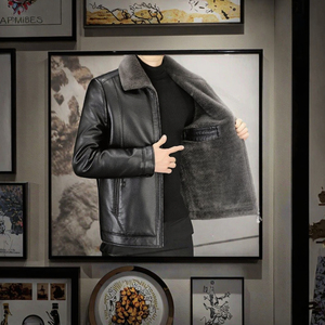 Chaqueta Bomber para Hombre, Estilo Urbano, Forro Polar, Gruesa y Cálida para Invierno y Otoño, Corta, con Estampado de Corazones, para Hombres de Mediana Edad - Product Image 3