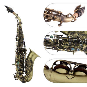 Eb <span class=keywords><strong>Soprano</strong></span> Saxophone Professionnel Bronze Bend Abalone Shell Key Carve Pattern Sax Instrument À Vent De Haute Qualité - Product Image 5