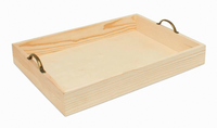 Plateau de service durable en bois de hêtre avec poignée métallique pour la maison et la cuisine, idéal pour le café, les aliments, le petit-déjeuner et le dîner