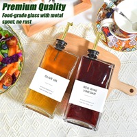 Bouteille en verre carrée en gros 350 ml 500 ml Bouteille d'huile d'olive Distributeur avec becs verseurs