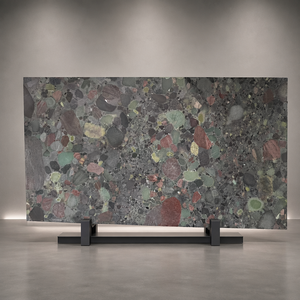 <span class=keywords><strong>Dalle</strong></span> de granit Verde Marinace - Granit naturel avec motif galets multicolores pour comptoir, mur et sol, finition cuirée - Product Image 1